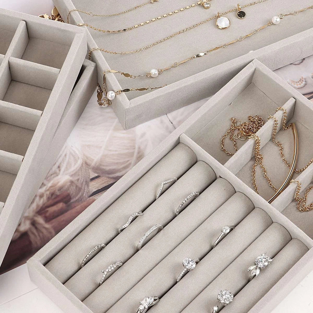 Jewellery Display Box Earring Ring Tray Storage Case Organizer Velvet Holder US | eBay