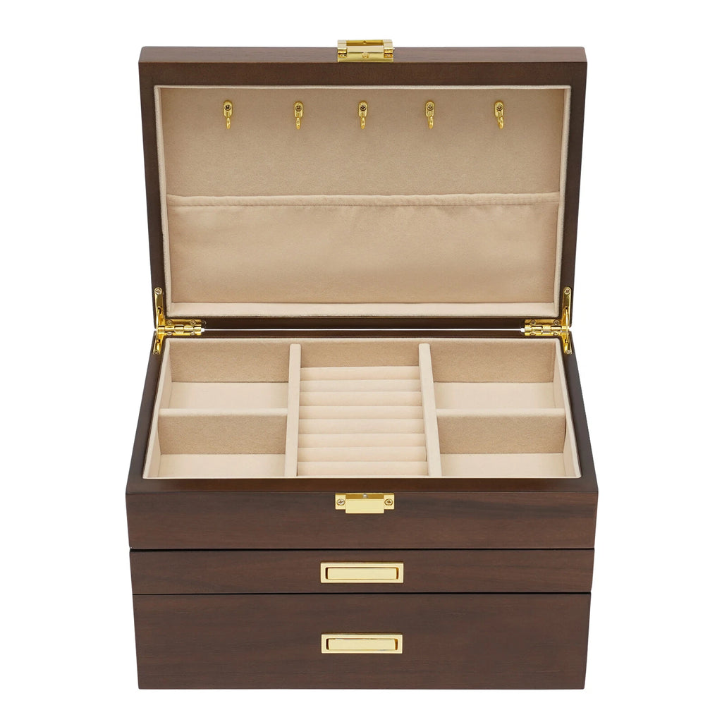 3 Layers Wooden Organizer Jewelry Storage Box w/ 2 Drawers Cabinet | eBay