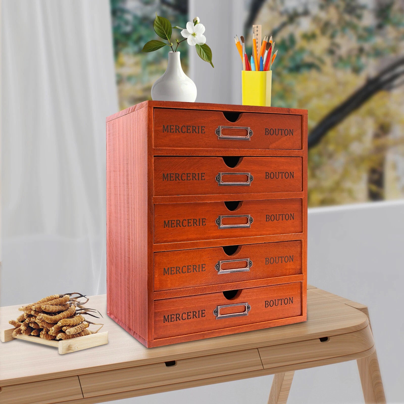 Vintage 5 Layers Large Jewelry Organizer Wooden Storage Box Case With 5 Drawers | eBay