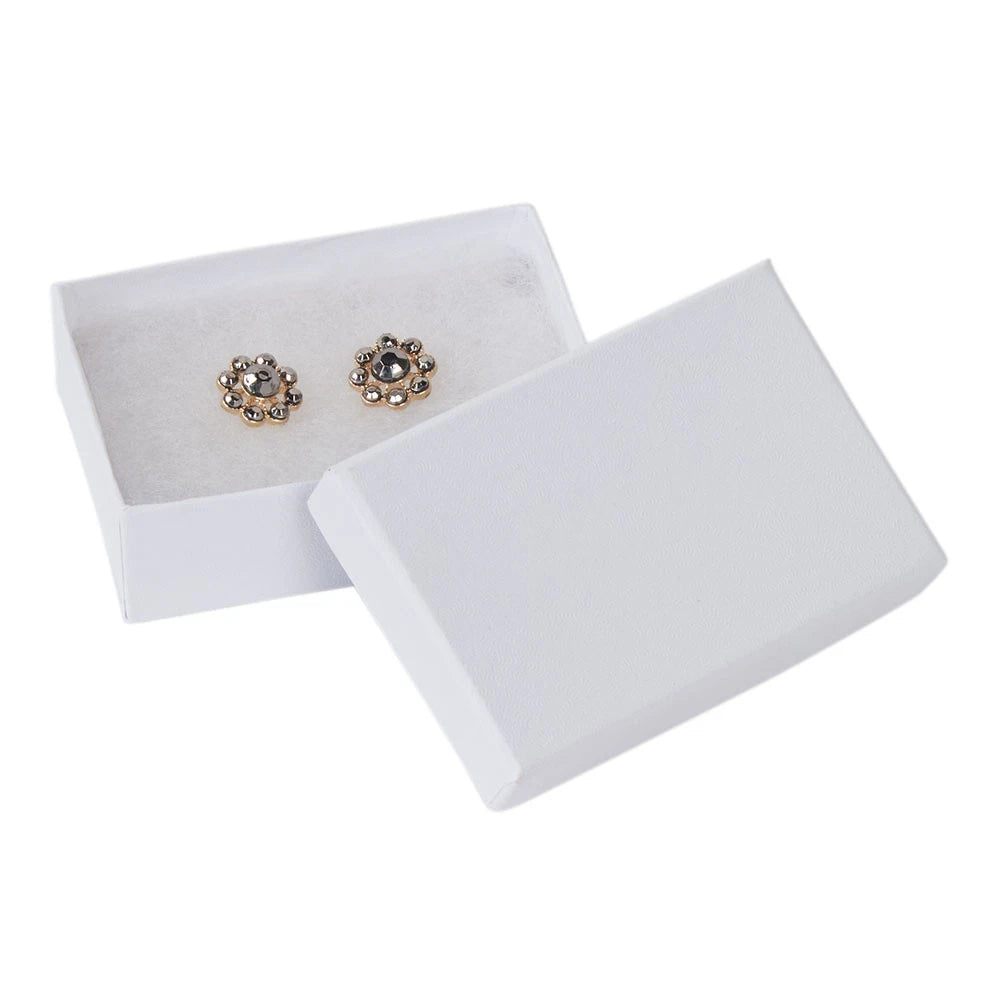 SSWBasics 3 1/16 x 2 1/8 x 1 inch White Embossed Cotton Filled Jewelry Boxes | eBay