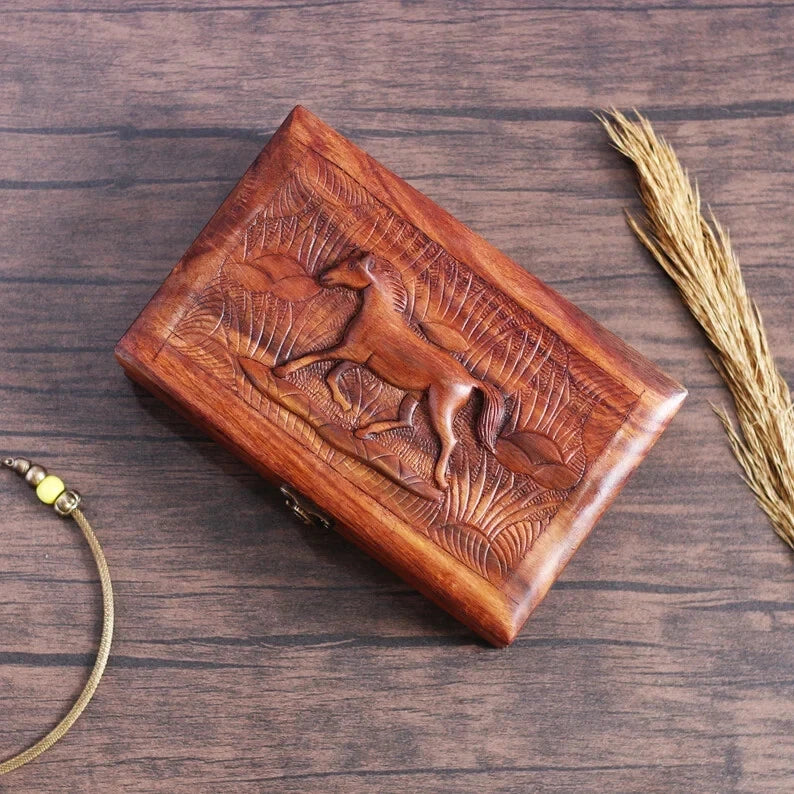 Large Wood Jewelry Box for Women Horse Vintage Gift Storage Box Organizer NEW US | eBay