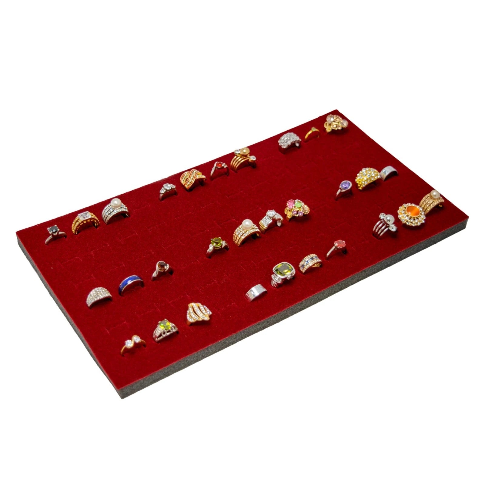 Novel Box 72 Slot Ring Earring Jewelry Tray Foam Velvet Liner in Various Colors | eBay