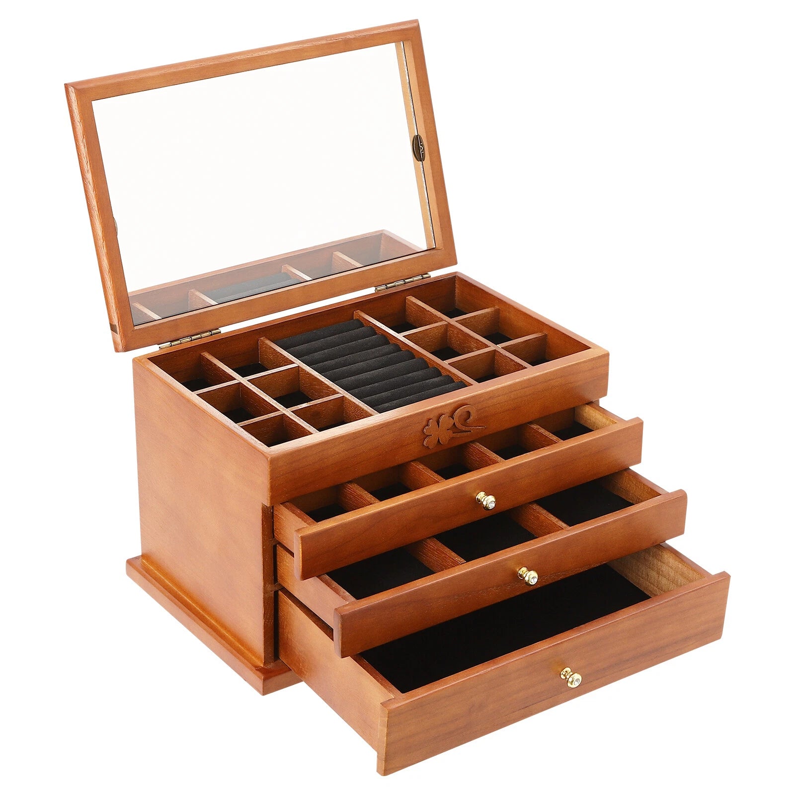 Vintage 4 Layers Jewelry Box Wooden Pack Storage Organizer Case Whith 4 Drawers | eBay