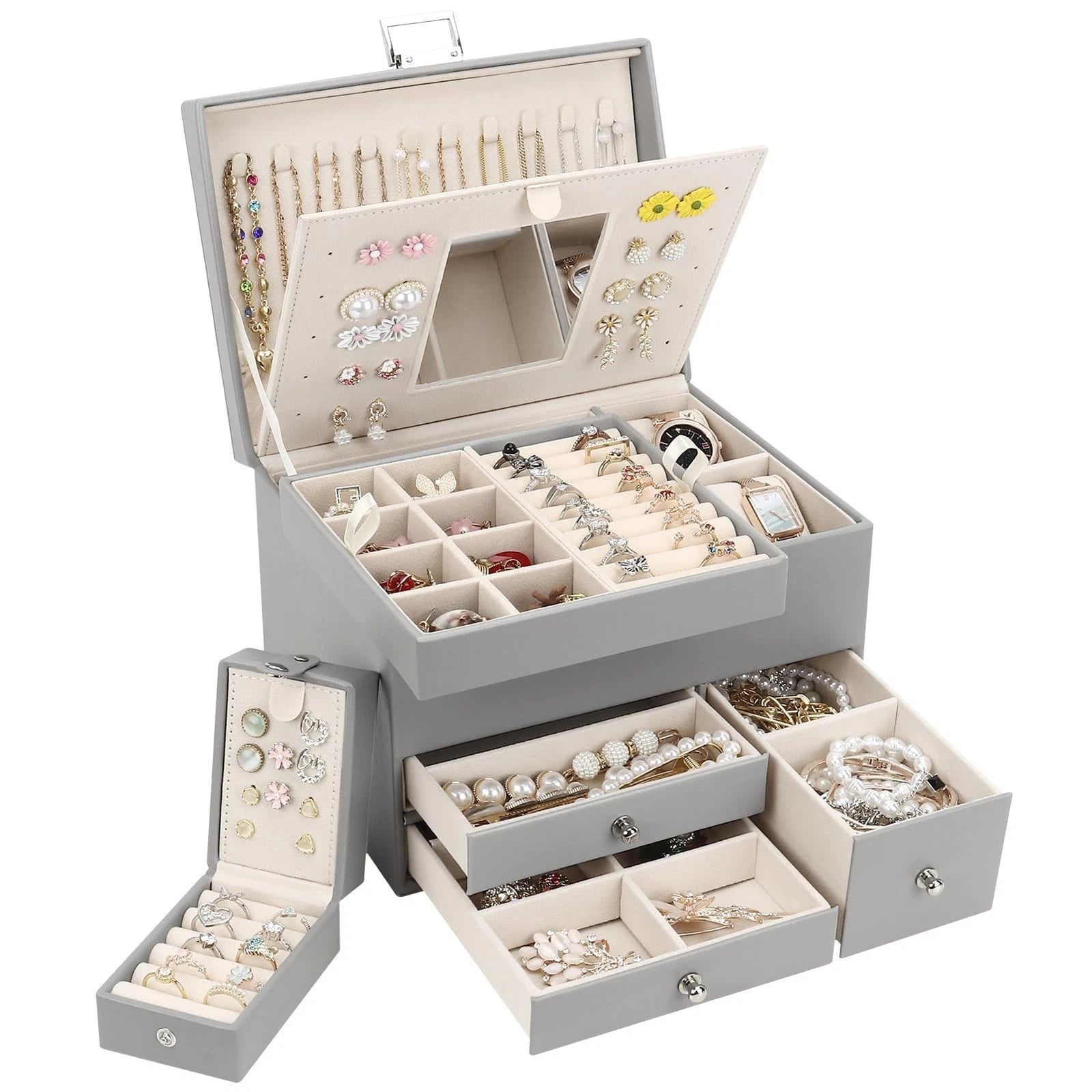 DesignSter Jewelry Organizer Box 3 Layers Large Jewelry Box with Travel Jewel... | eBay