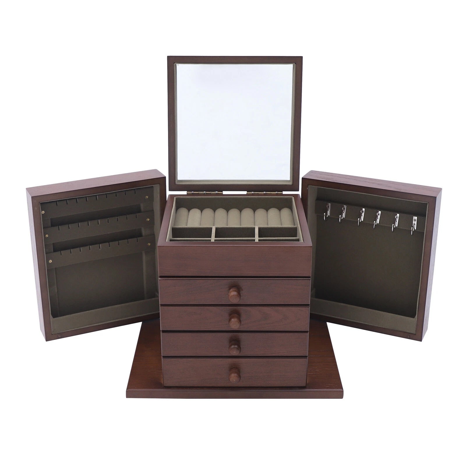 5 Layers Vintage Jewelry Organizer Wooden Storage Box Organizer W/4 Drawers | eBay