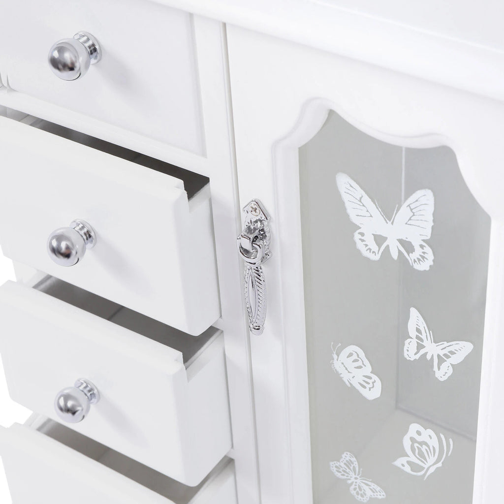 Jewelry Box Organizer Case Wooden with 4 Drawers Gift for Girls or Women White | eBay