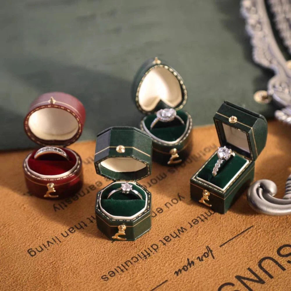 Luxury Vintage Leather Ring Boxes Engagement Wedding Ring Box Jewellery Case | eBay