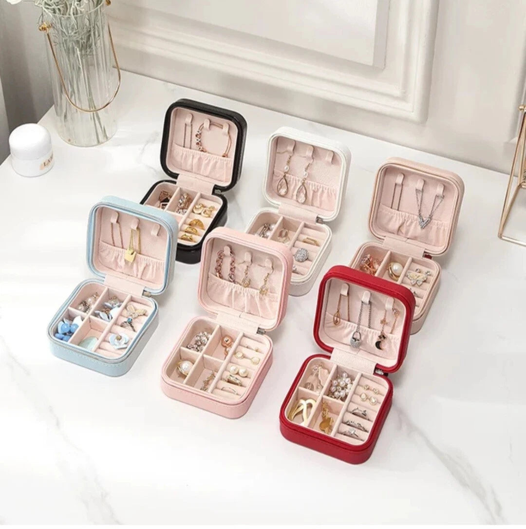 Portable Jewelry Box Organizer PU Leather Jewelry Ornaments Case Travel Storage | eBay