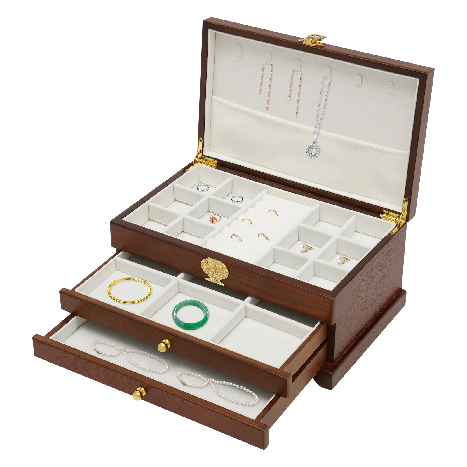 3 Layers Jewelry Organizer Storage Box Earrings Rings Necklaces Watches Cabinet | eBay