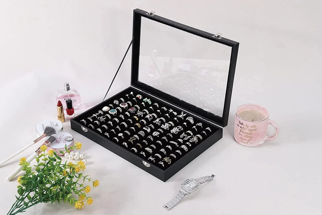 2X 100 Slots Ring Case Organizer Display Box,Rings Holder Storage Boxes | eBay