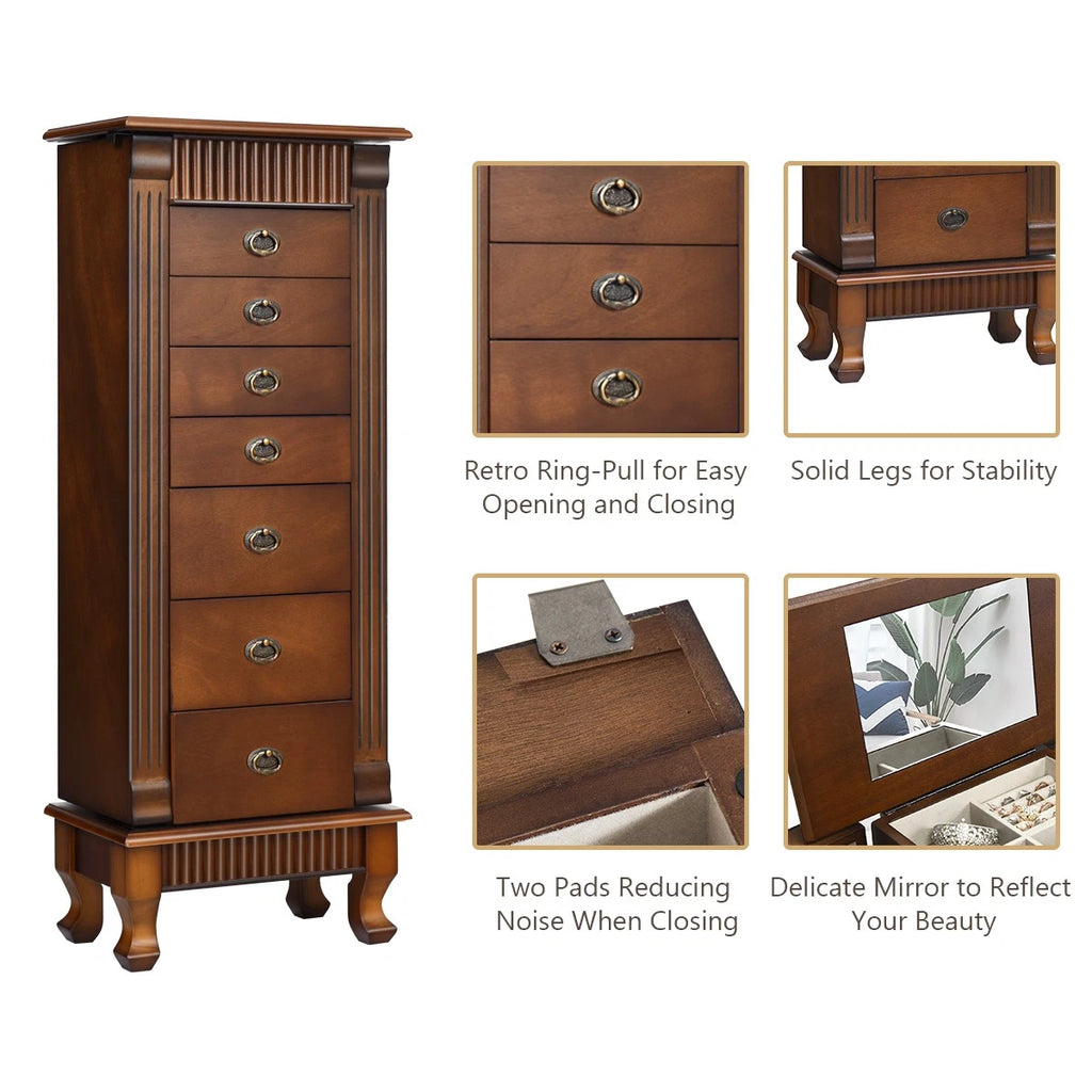 Jewelry Cabinet Armoire Box Storage Chest Stand Organizer Wood Christmas Gift | eBay