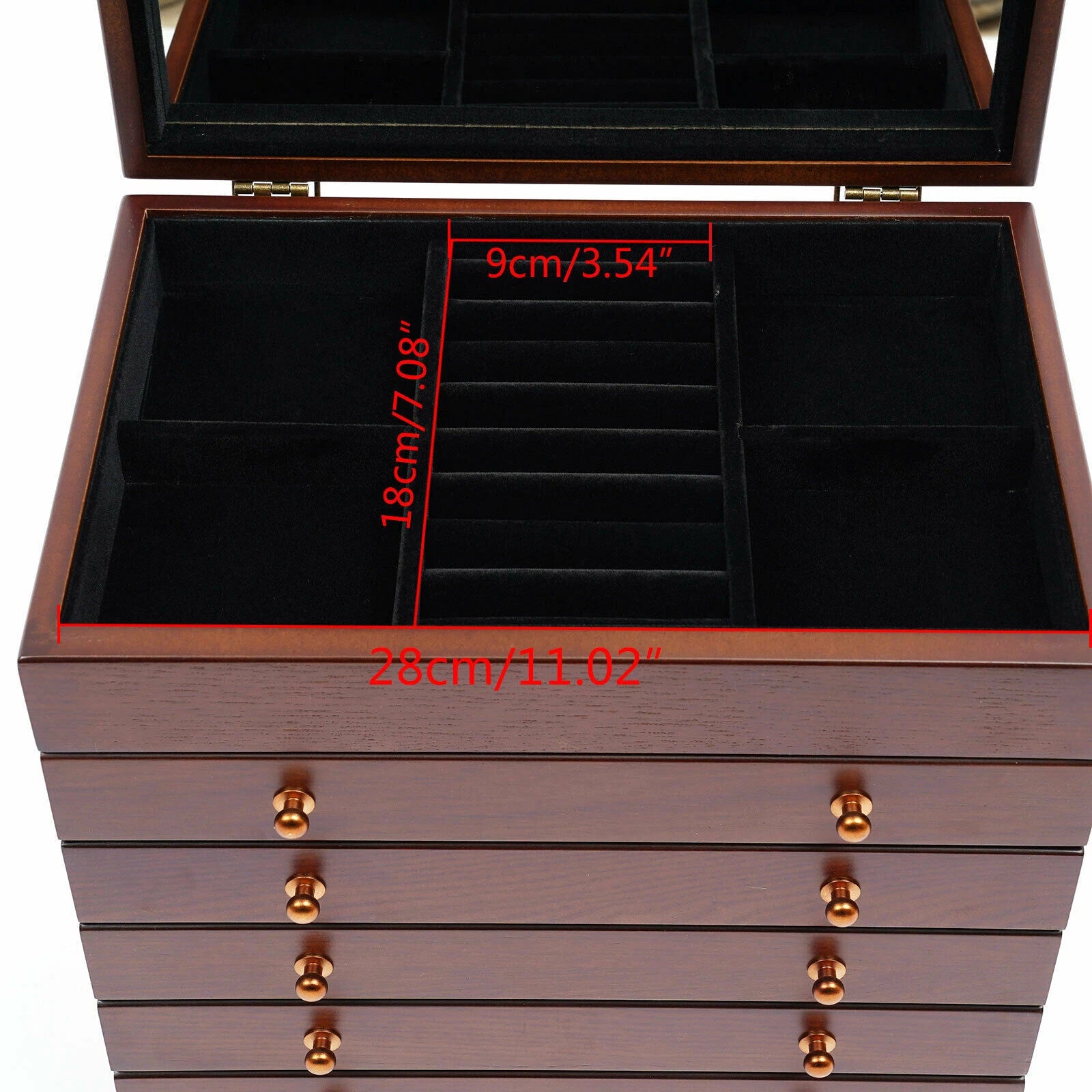6 Layers Large Wooden Jewelry Storage Box Vintage Wooden Jewelry Organizer | eBay
