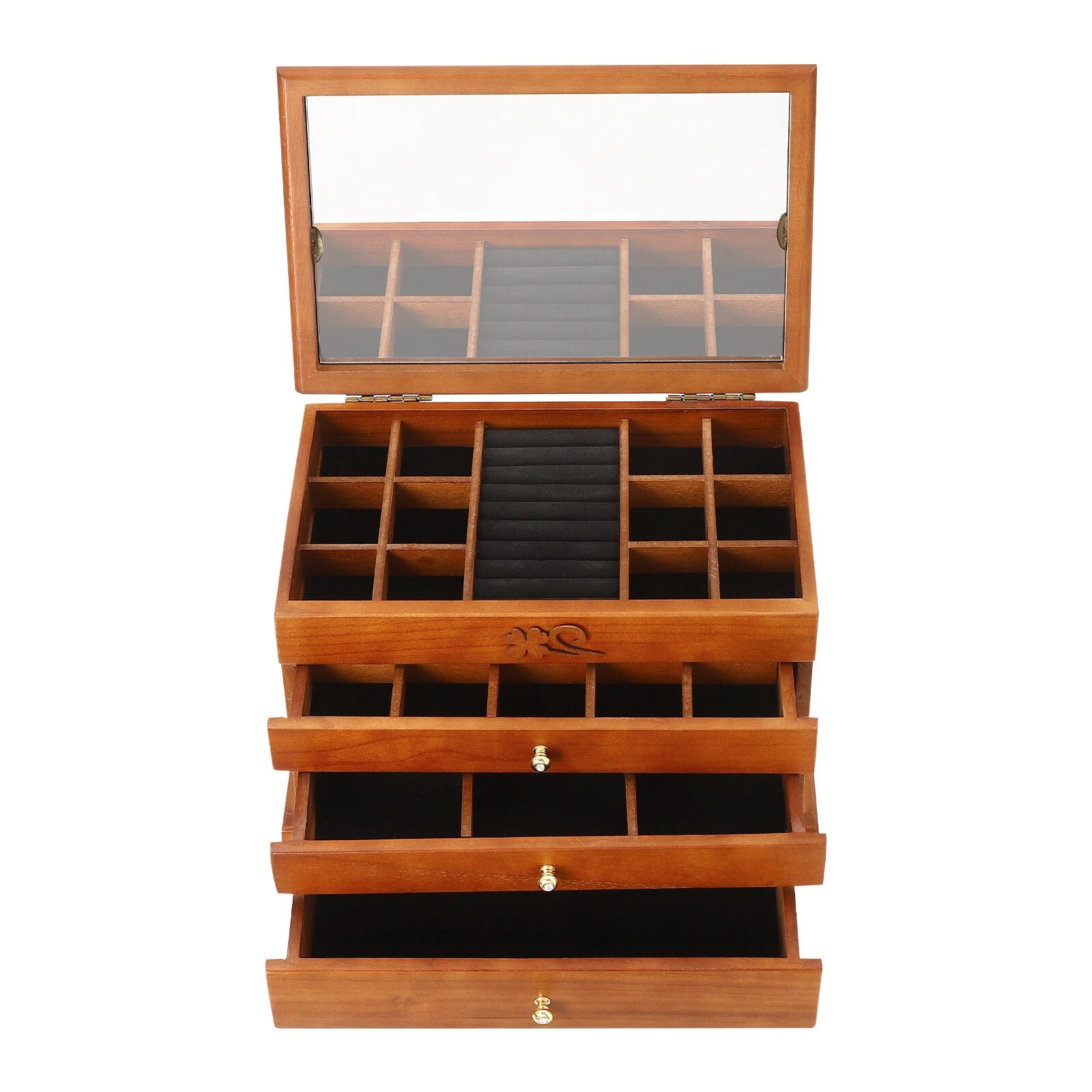 Vintage 4 Layers Jewelry Box Wooden Pack Storage Organizer Case Whith 4 Drawers | eBay