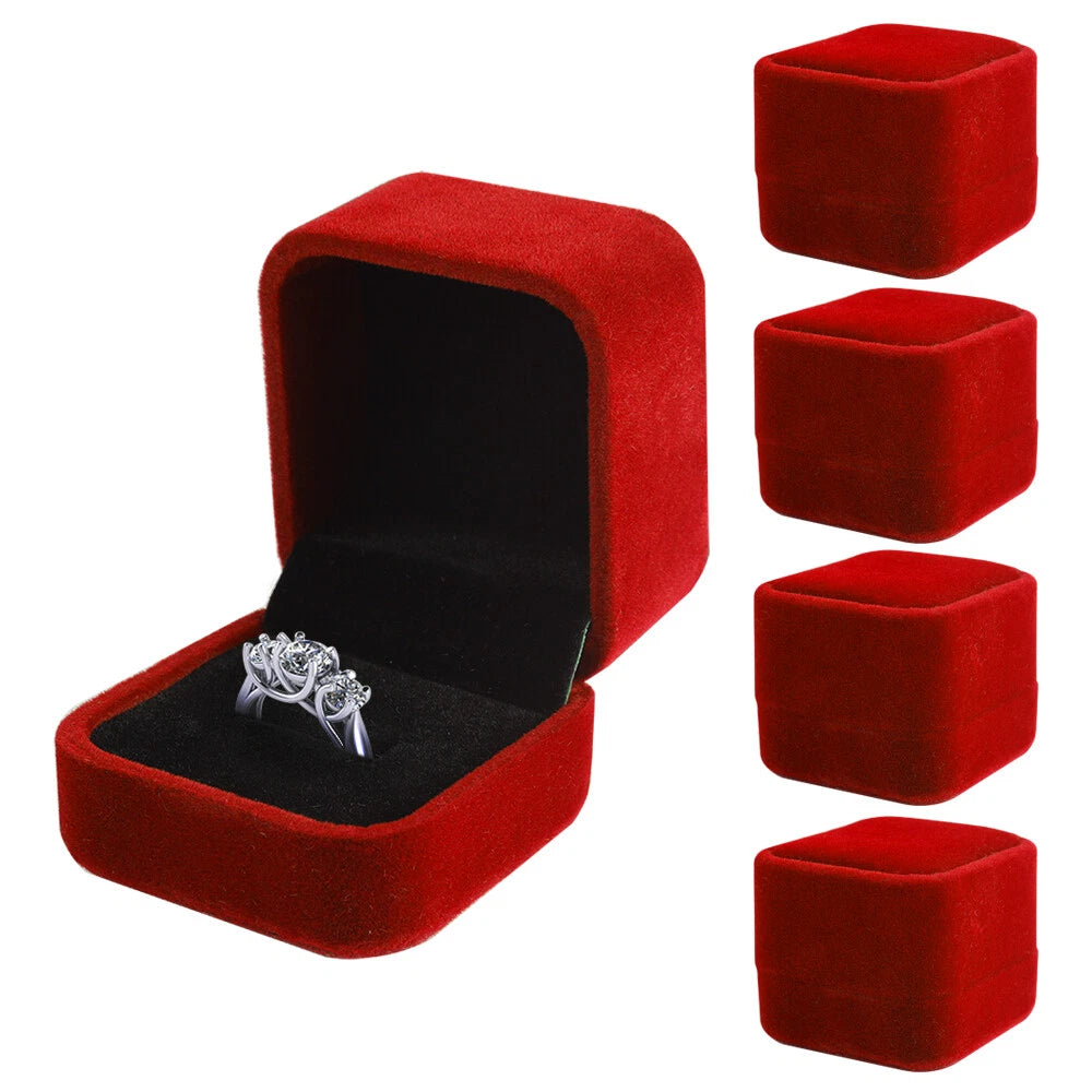5pk Red Velvet Jewelry Box Earring Ring Gift Holder Display Storage Box Case | eBay
