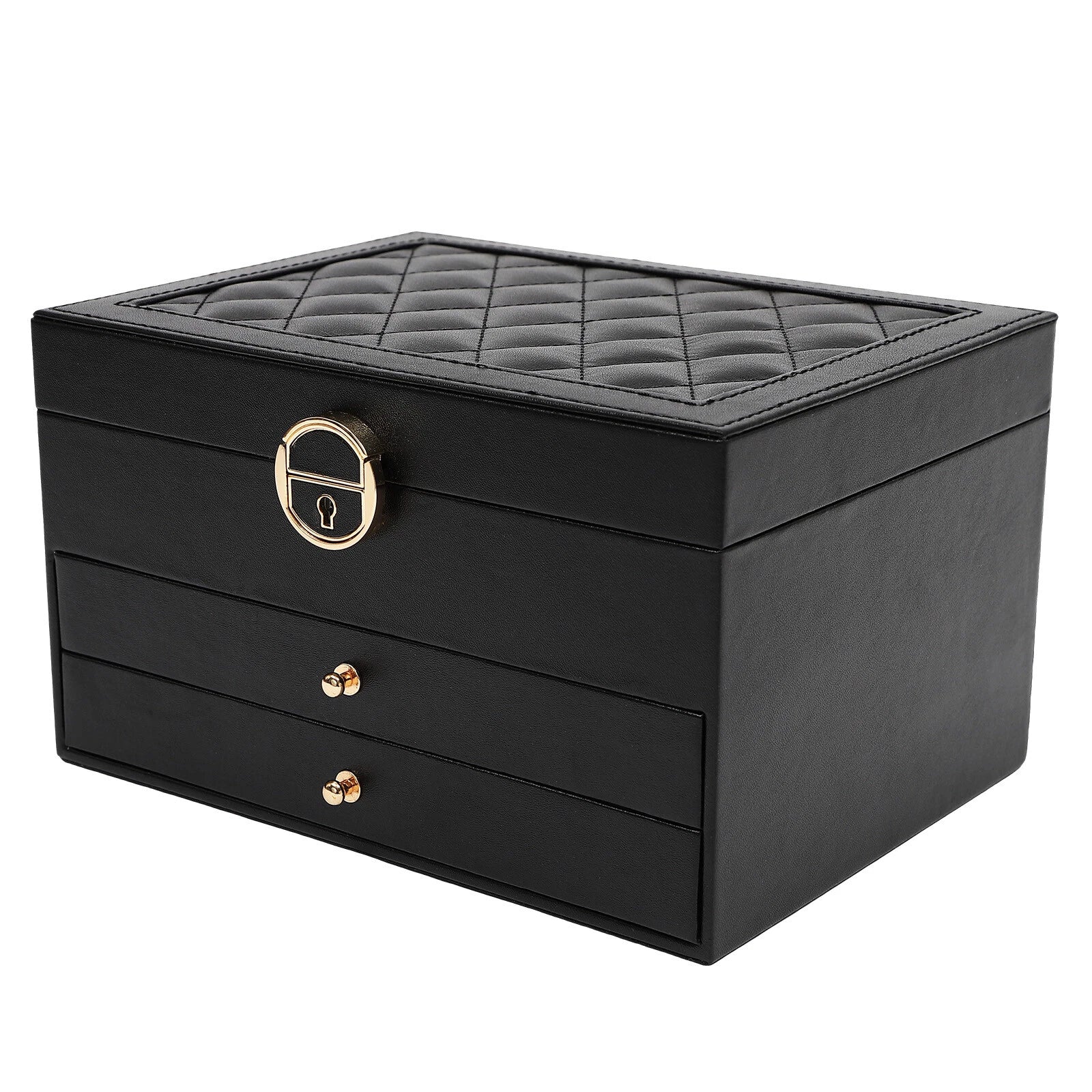 3-Layer Jewelry Box Organizer with Lockable Storage and Velveteen Lining | eBay