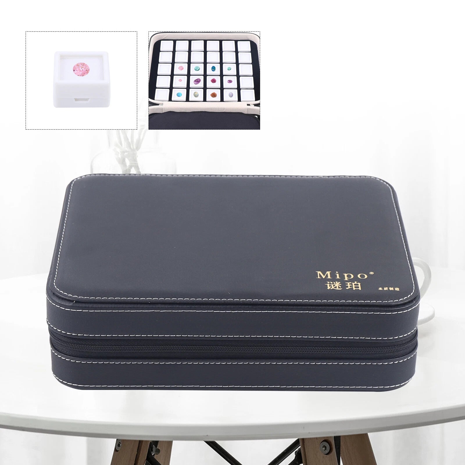 60 Grids Leather Gemstone Gem Diamond Storage Case Jewelry Display Box | eBay
