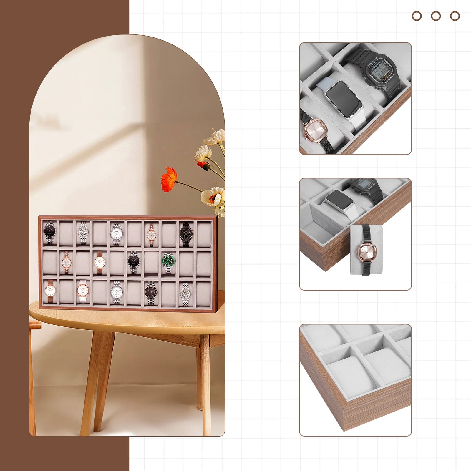 30 Slots Wood Watch Box Jewelry Storage Case Organizer Display Box Holder Tray | eBay