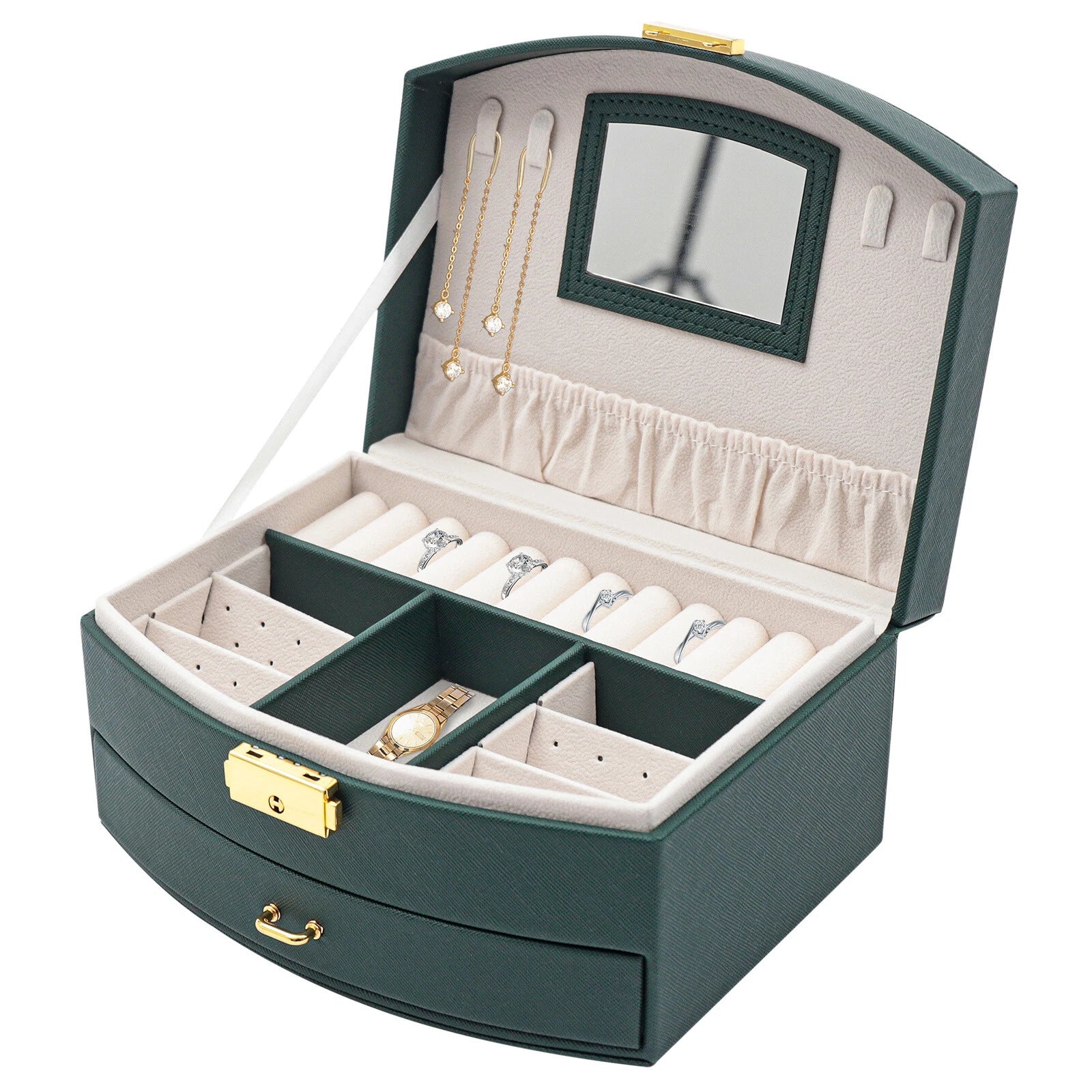 Large Jewelry Storage Case Jewelry Box Organizer for Women Girls w/ 2 Drawers US | eBay