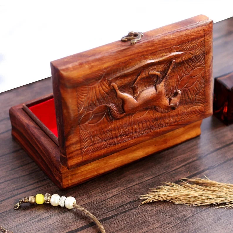 Large Wood Jewelry Box for Women Horse Vintage Gift Storage Box Organizer NEW US | eBay