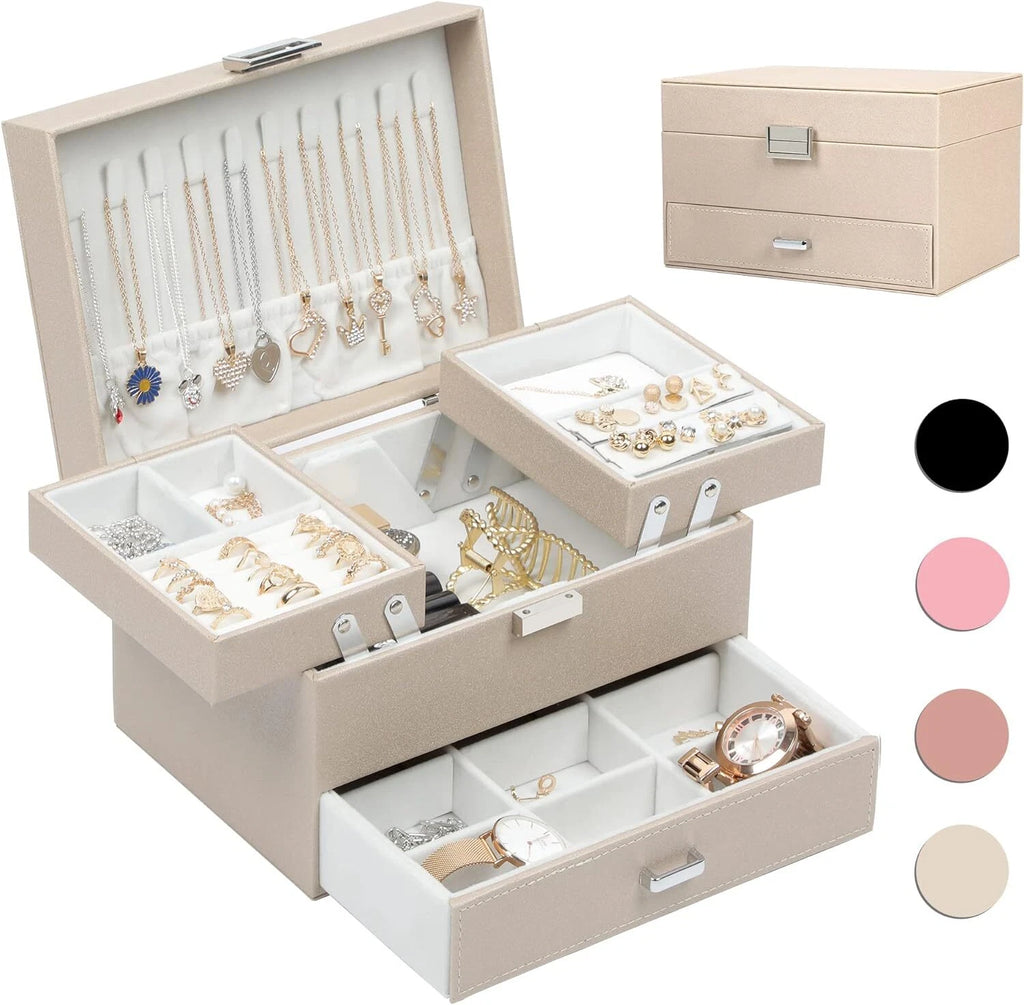 Jewelry Box Organizer, Jewelry Boxes for Women Girls, 3 Layers Jewelry Gift Box | eBay
