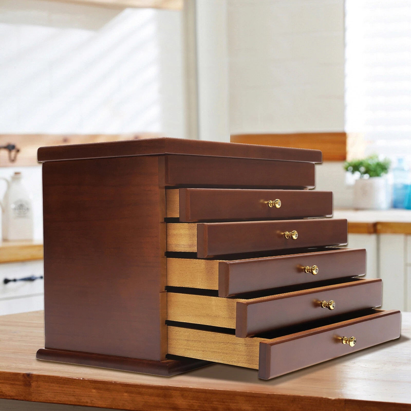 Jewelry Cabinet Storage Box Gift Chest Armoire Organizer W/ 6 Layers Drawer | eBay