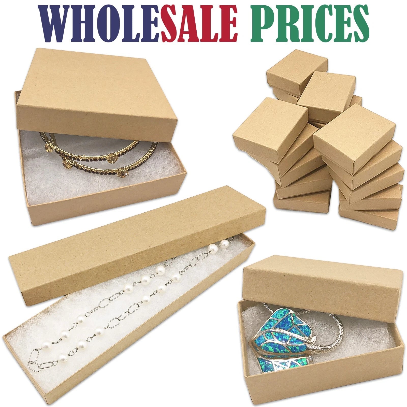 BULK Cardboard Kraft Paper JEWELRY GIFT BOXES Cotton Filled BROWN - for Shipping | eBay