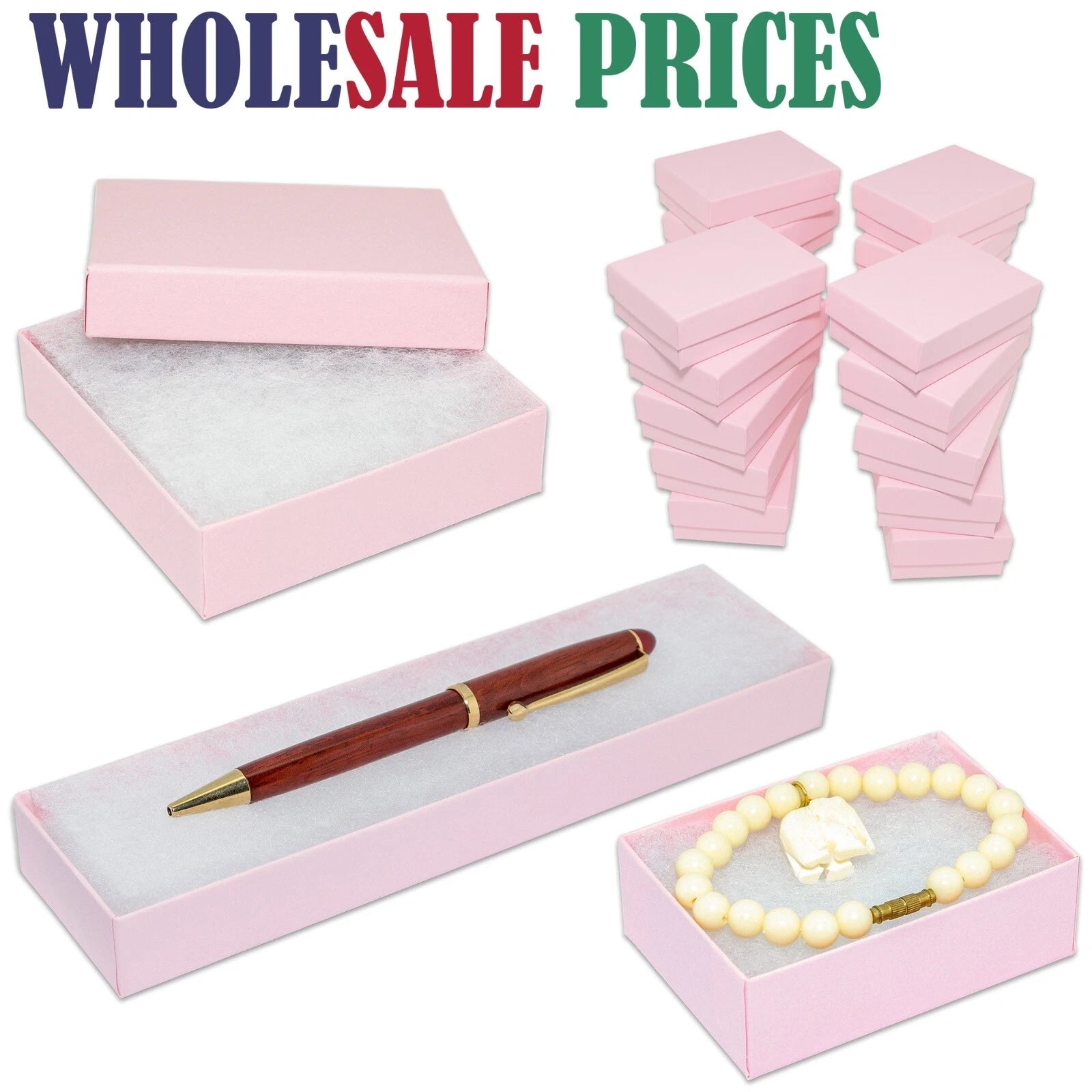 BULK Cardboard Kraft Paper JEWELRY GIFT BOXES Cotton Filled PINK - for Shipping | eBay