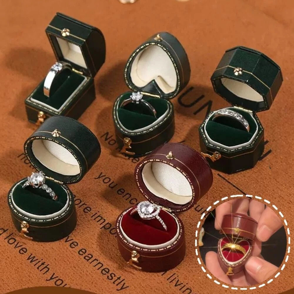 Luxury Vintage Leather Ring Boxes Engagement Wedding Ring Box Jewellery Case | eBay