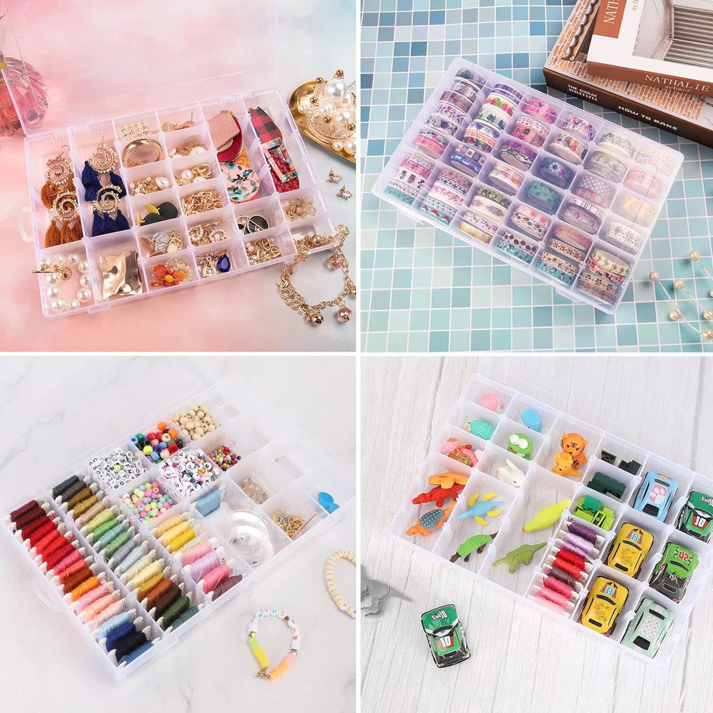 2PC 36Grids Clear Plastic Organizer Box Storage Container for DIY Jewelry Tackle | eBay