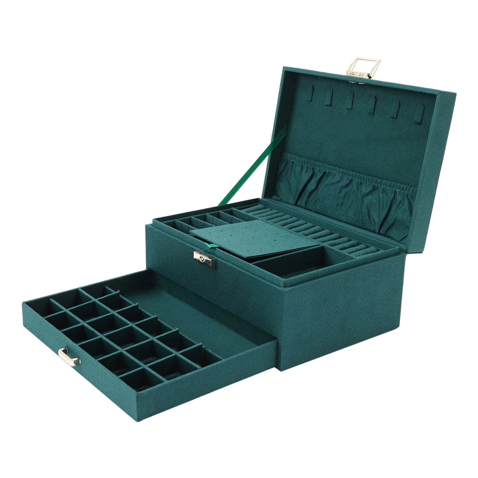 3Layer Jewelry Box Organizer Large Capacity Ring Earring Necklace Storage Case | eBay