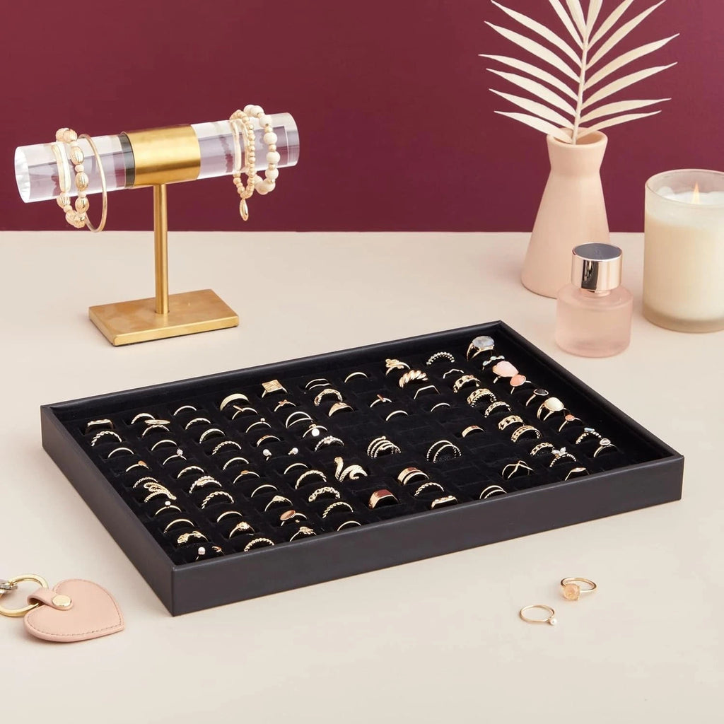 100 Slots Jewelry Ring Display Organizer Case Tray Holder Earrings Storage Box | eBay