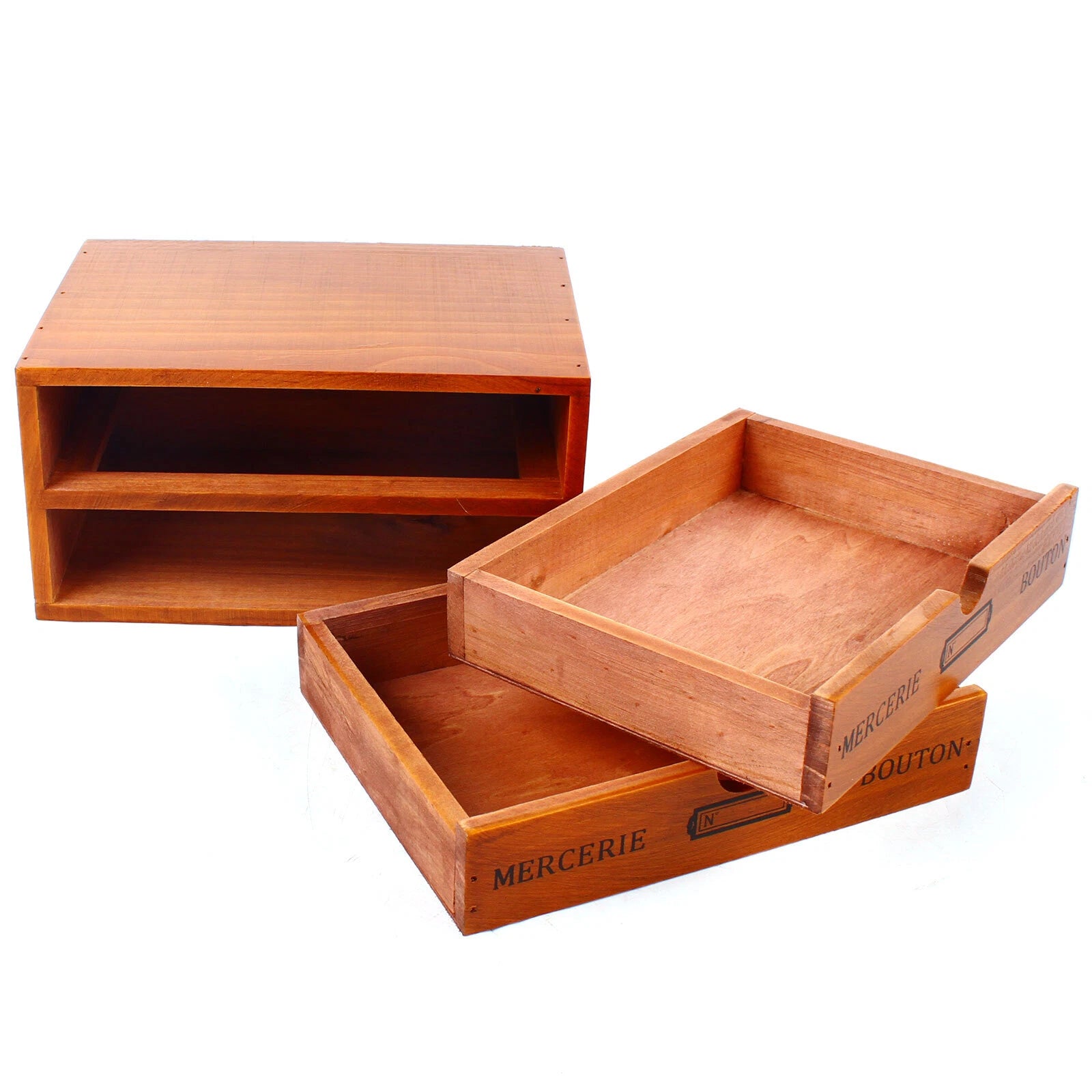 Vintage Wood Jewelry Organizer Storage Box w/ Drawers Cosmetic Cabinet 2 Layers | eBay