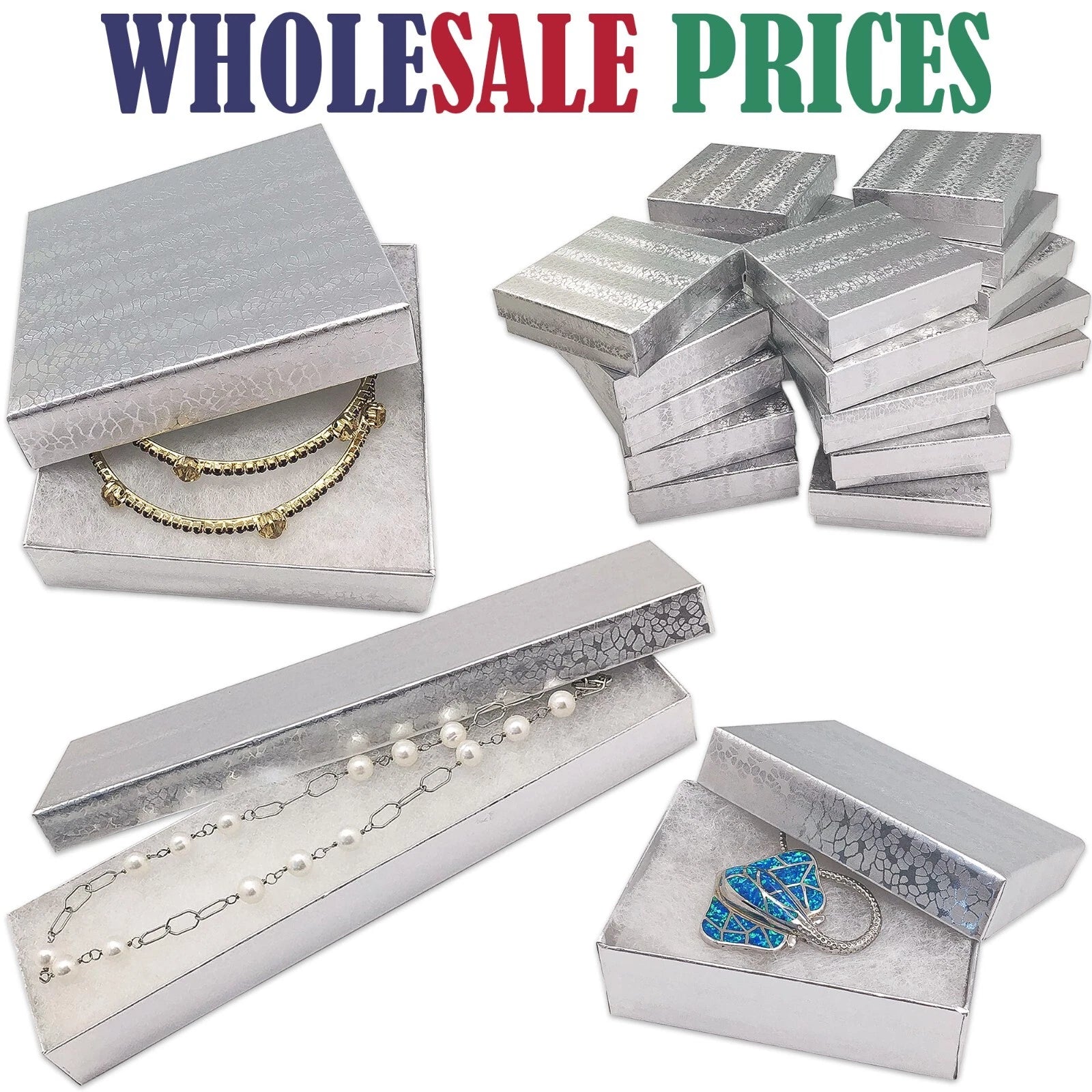 BULK Cardboard Kraft Paper JEWELRY GIFT BOXES Cotton Filled SILVER for Shipping | eBay