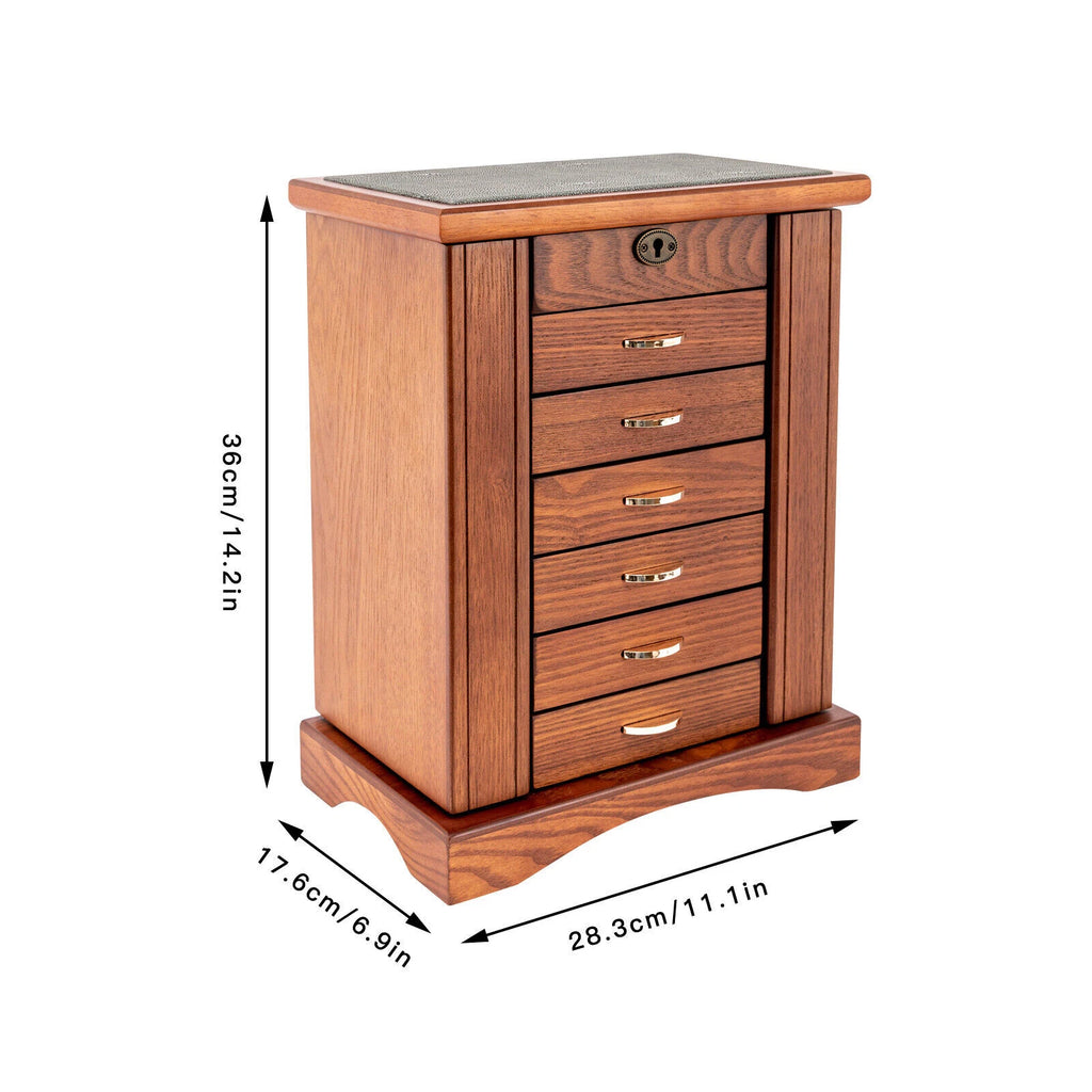 7 Layers Jewelry Box Large Wooden Organizer Box with Mirror Safe Lock for Women | eBay