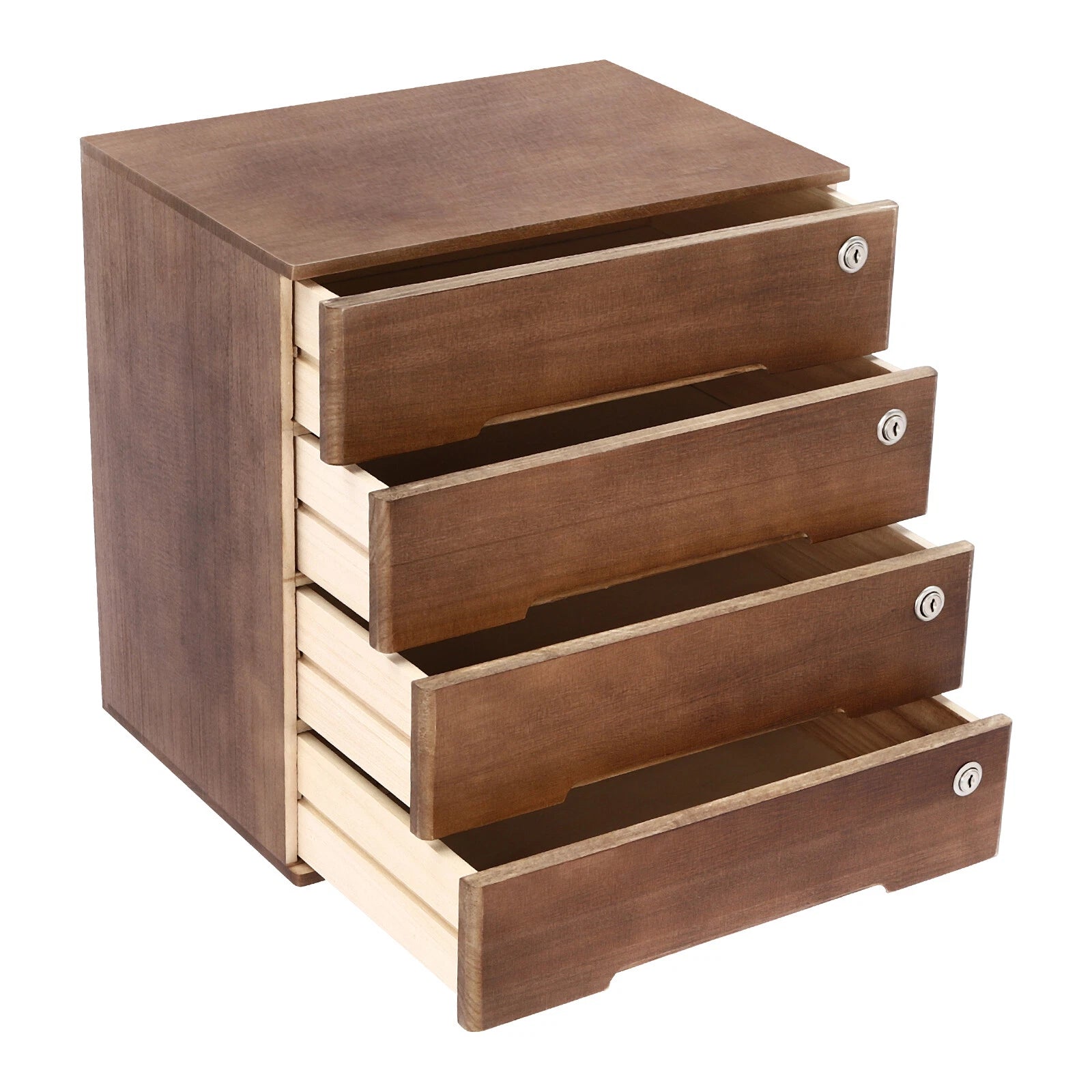 4 Layers Vintage Jewelry Organizer Wooden File Storage Box with Lockable Drawers | eBay