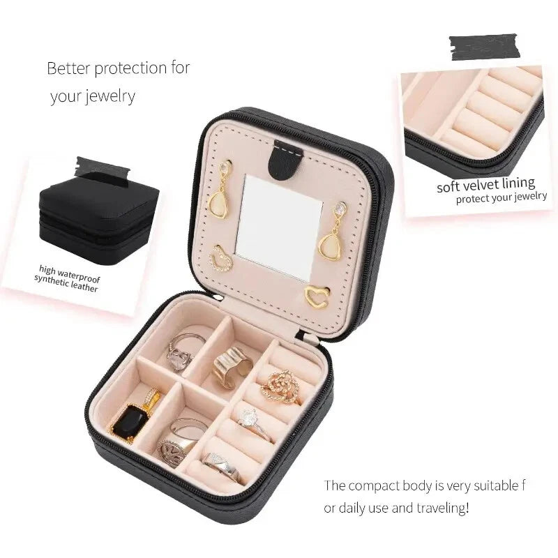 Travel Jewelry Box with Mirror, Jewelry Travel Organizer Light Turquoise | eBay