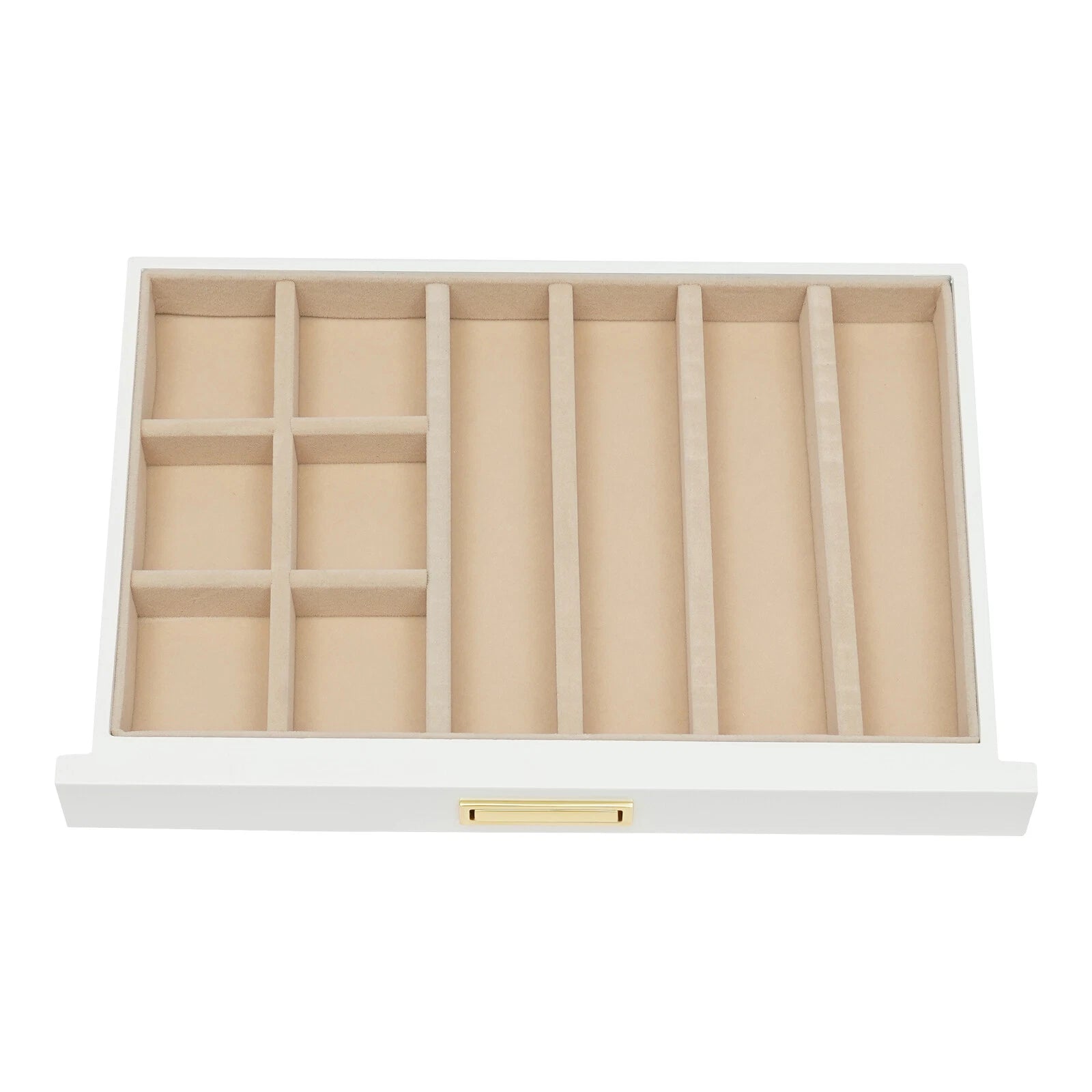 28CM Large Wooden Jewelry Storage Box White 3 Layers Organizer 2 Drawers Cabinet | eBay