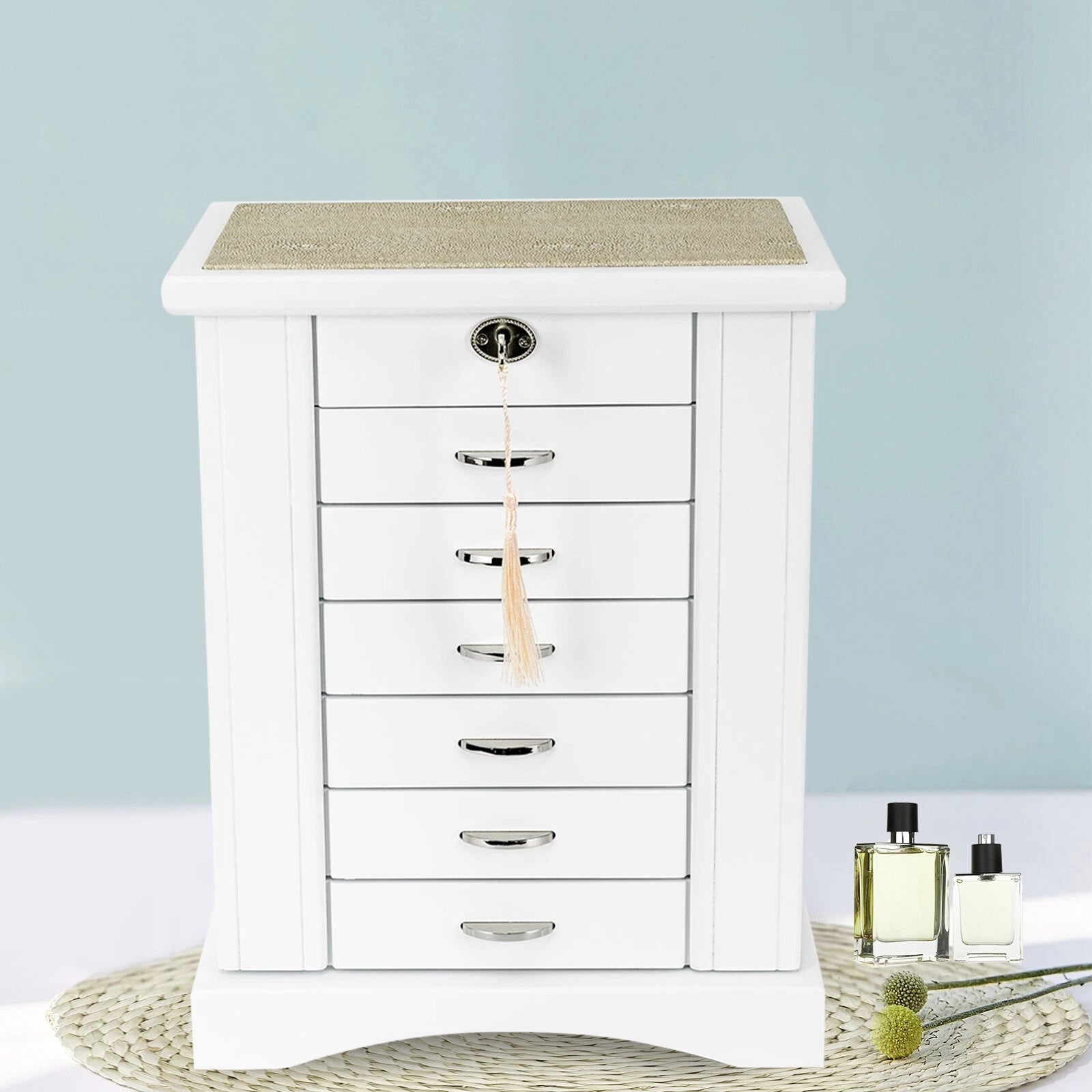 Jewelry Box 7 Layers Jewelry Storage Case Large Organizer with Mirror and Lock | eBay