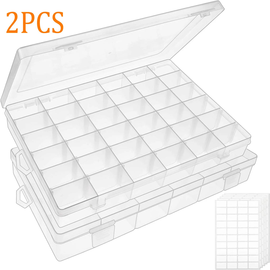 2PC 36Grids Clear Plastic Organizer Box Storage Container for DIY Jewelry Tackle | eBay