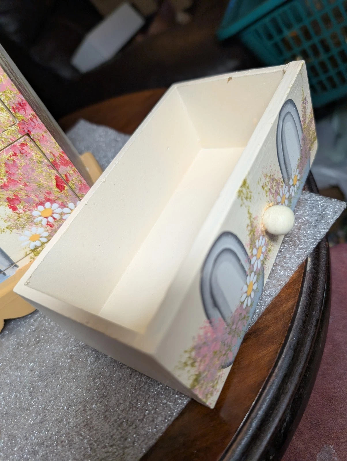 Wooden Hand Painted 4 Drawer Jewelry Storage Box Chest 12" x 8" X 4" As Is | eBay