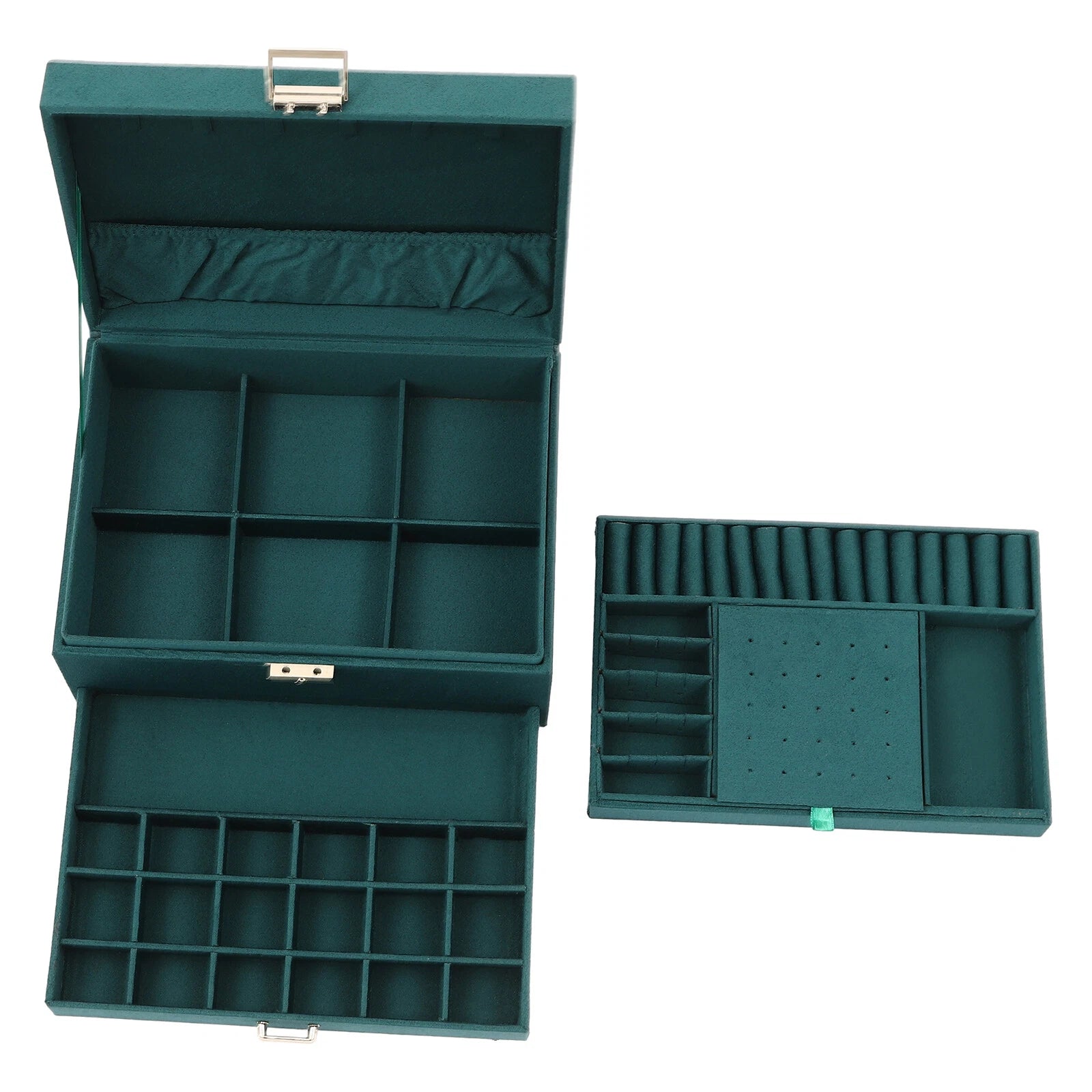 3Layer Jewelry Box Organizer Large Capacity Ring Earring Necklace Storage Case | eBay