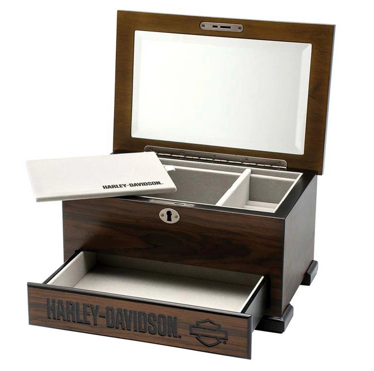 Harley-Davidson Wooden Jewelry Box Storage, Dark Brown Finsh, Locking Lid | eBay