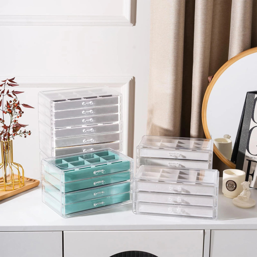 Earring Holder Organizer Box Jewelry Storage with 4 Drawers, Clear Acrylic St... | eBay