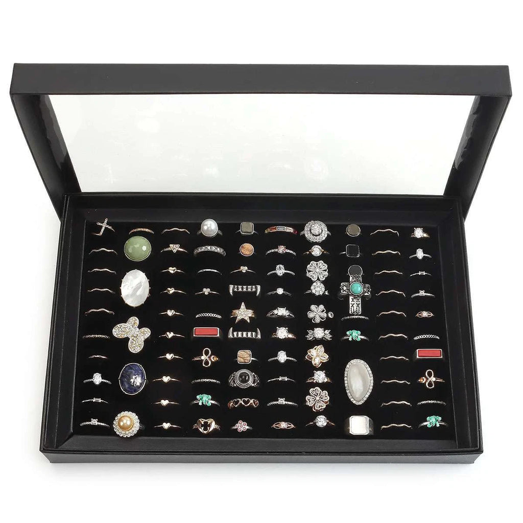 100 Slots Jewelry Ring Display Organizer Case Tray Holder Earring Storage Box US | eBay