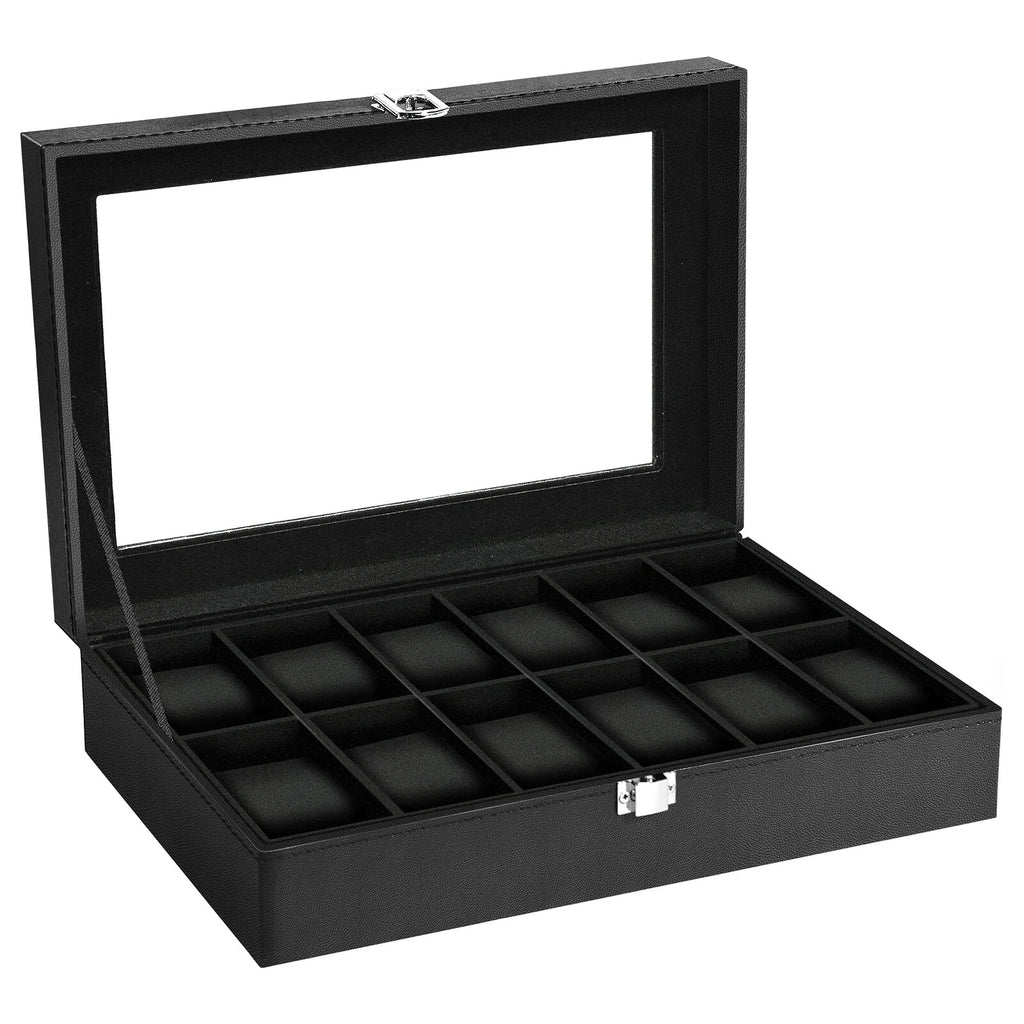 Watch Box Case Organizer Watches Holder Jewelry Storage Top Glass Display Gift | eBay