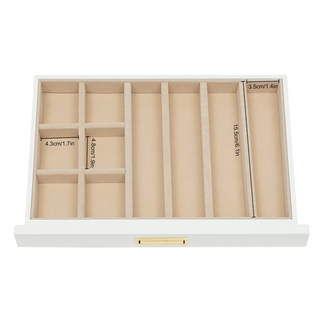 Large Wooden Jewelry Storage Box 3 Layers Organizer 2 Drawers Cabinet | eBay