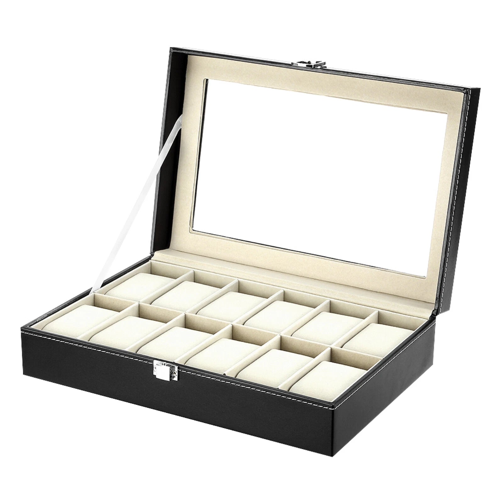 Watch Box Case Organizer Watches Holder Jewelry Storage Top Glass Display Gift | eBay