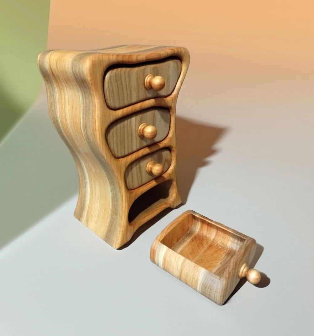 Handcrafted Wooden Jewelry Box – Mini Storage Organizer with 4 Drawers Chest | eBay