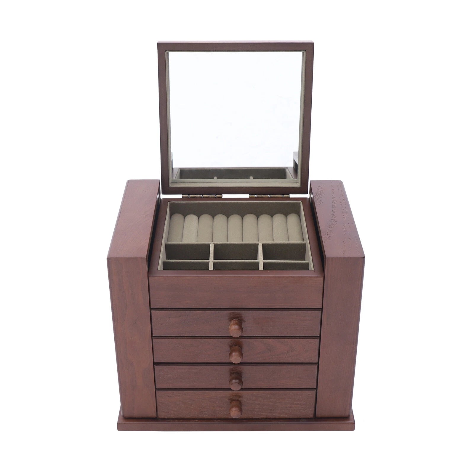 5 Layers Case Vintage Large Jewelry Organizer Wooden Storage Box w/ 4 Drawers | eBay