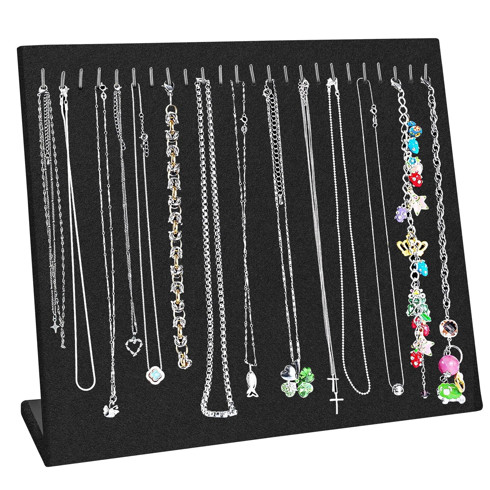 Velvet Necklace Display Stand Holder, Jewelry Chain Tray Pad Showcase Organizer | eBay